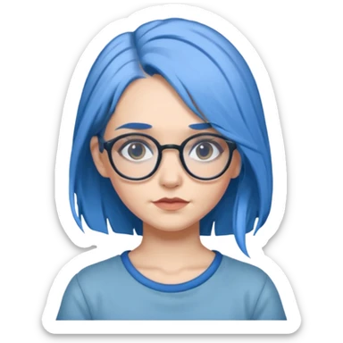 Tattooed & Blue Haired with glasse long hair gray girl sticker