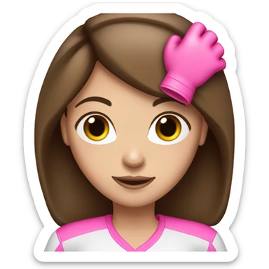 Brunette white girl with pink boxingg gloves sticker