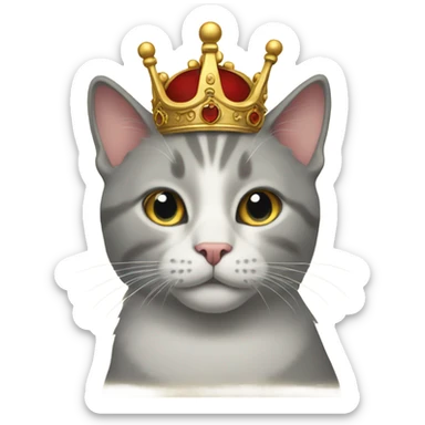 A cat wearing a crown sticker