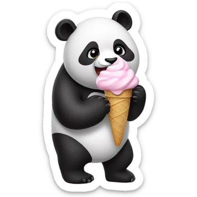 Panda eating ice cream sticker
