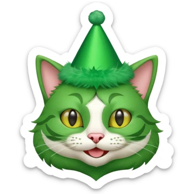 green cat full boy  with party hats sticker