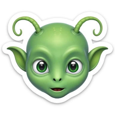 The face of a cute alien with two antennae and two eyes sticker