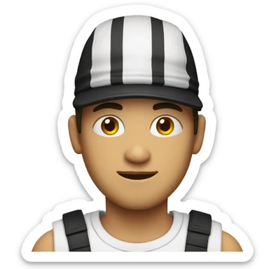 Robber with a black and white strip cap and shirt  sticker
