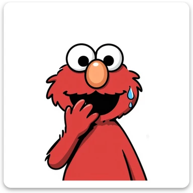 A sad Elmo feeling blue with a tear coming down sticker