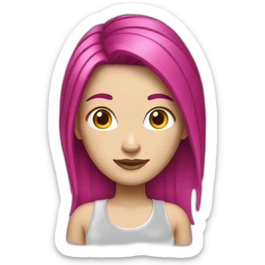 White girl with a magenta hair sticker