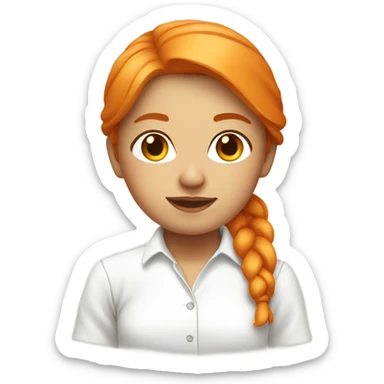 Orange hair girl with white shirt and white blouse sticker