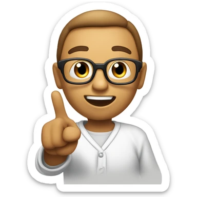 Create an emoji of a person with an enlightened expression, pointing their index finger upward, as if having a ‘Eureka!’ moment. The face shows confidence and energy, symbolizing the realization of an idea. sticker