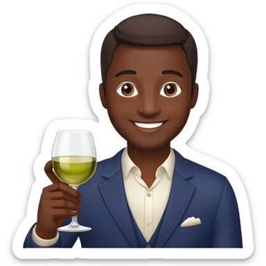 smiling dark skinned man with wine glass sticker