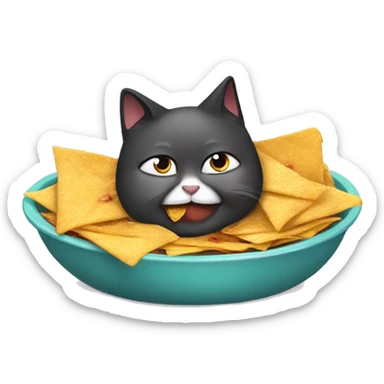 Fat cat eating nachos sticker