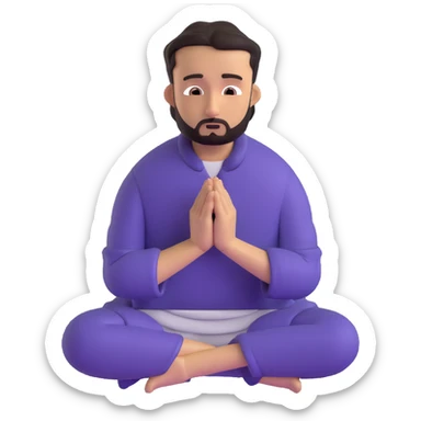 anxious man with hands clasped together in prayer position with worried expression sticker