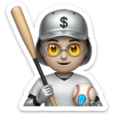 the 💣 emoji holding a baseball bat with money sign eyes sticker
