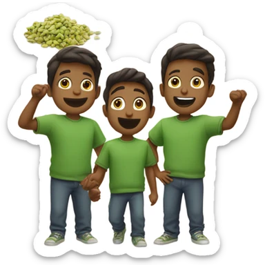 Three boys throwing pistachios at each other sticker
