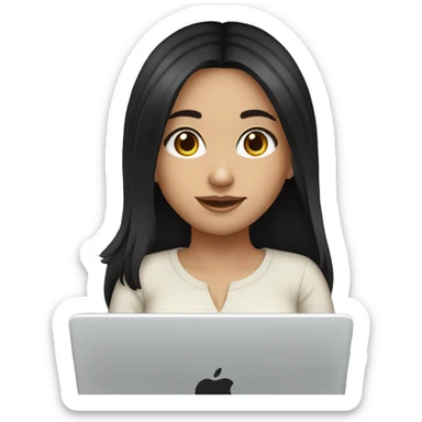 white armenian girl black hair with her laptop sticker