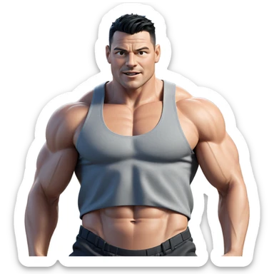 muscular male with black hair sticker