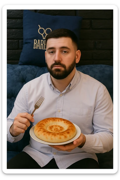 birinchidagi odamni yuziga 2 rasmdagi odamga uzidak qilib chizib bergin xuddu shunday non yen utirganini sticker