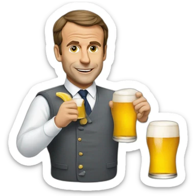 Macron qui boit une bière sticker