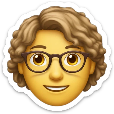 Jeune adulte avec des lunettes blanche visage de forme oval et cheuveux marron sticker