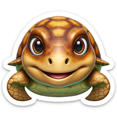 Cinematic Comical Sea Turtle Portrait Emoji, Head tilted dramatically with an exaggeratedly amused expression, featuring a boldly patterned, domed shell and wide, comically expressive eyes full of playful disbelief, Simplified yet hilariously expressive features, highly detailed, glowing with a slightly sassy oceanic glow, high shine, dramatic yet playful, stylized with an air of cheeky marine mischief, soft glowing outline, capturing the essence of a meme-worthy sea turtle that looks ready to glide its way into viral fame! sticker