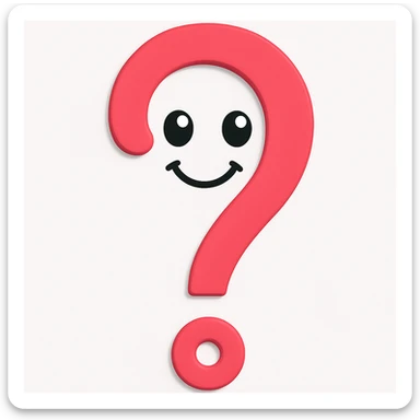 Add a smiling face to the funny question mark in the same style as the original image. sticker
