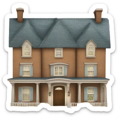 A large house with mail on the roof sticker