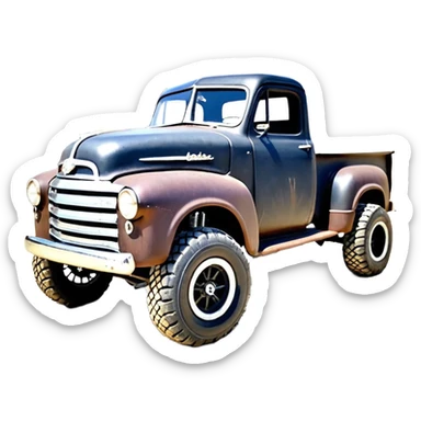 1:10 off-road lcg smoking rusting Basher style “Sandford and Son Salvage” 1954 blackened tarnished hotrod rat rod streamlined anime Studebaker zombie infected extended-cab rc bulging pickup (extra wide low-profile pin tires chrome wheels with fenders) sticker