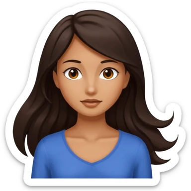 Uma menina morena de Costas com o cabelo solto, o cabelo dela é longo, liso e castanho escuro sticker