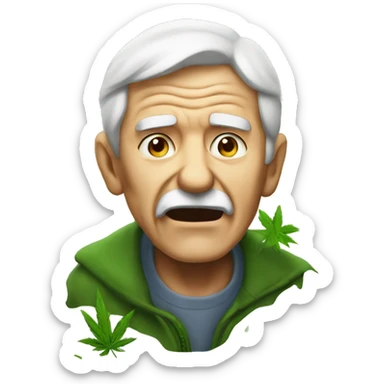 old man yells at weed leaf sticker
