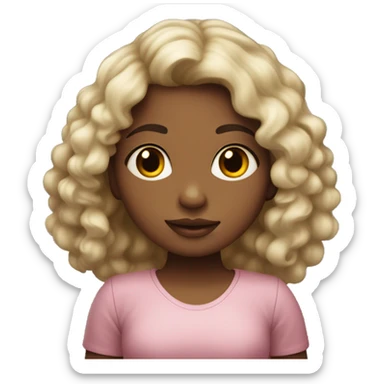 Niña pelo rizada color negro y piel clara sticker