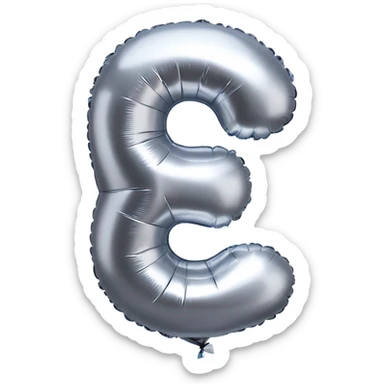 Silver balloon in shape of number 5 sticker