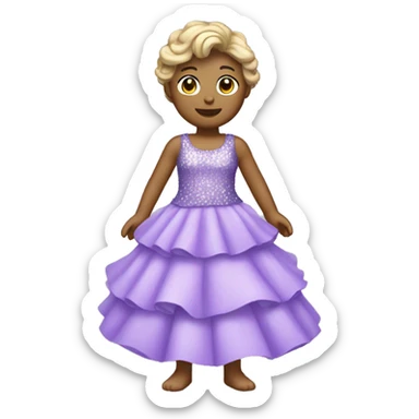 A lavender purple tiered sparkly dress. The layers should be slightly different shades of lavender and should be long  sticker