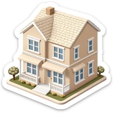 Isometric exterior little beige and white home store dollhouse style 3D realistic  sticker