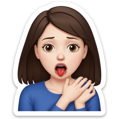 Woman choking herself brunette sticker