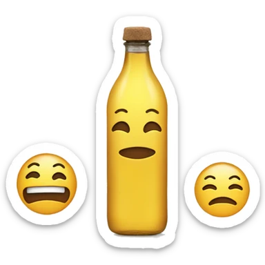Make an emoji with a coy smile an an  bottle with a long tip  sticker