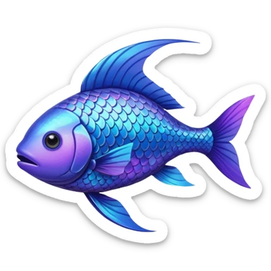 the flat side view of a super fictional fish sticker