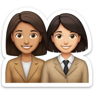 Black hair man with brown hair woman couple smoling  tan  sticker