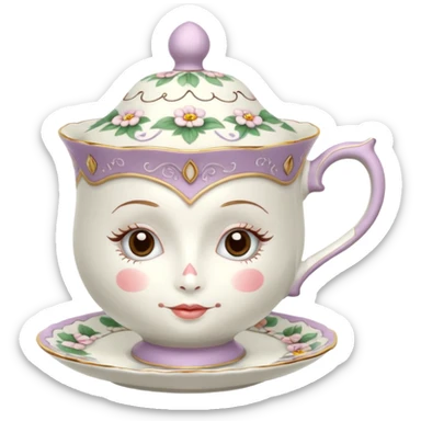 Madeleine Hatter inspired teacup with face sticker