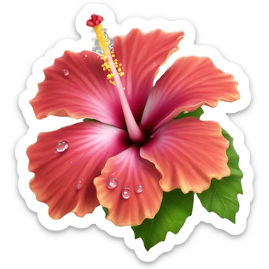 hibiscus with water droplets on it sticker