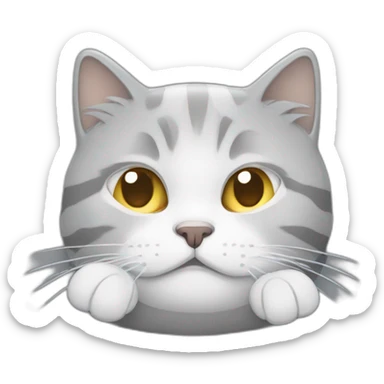 chat gris et blanc qui dort sticker