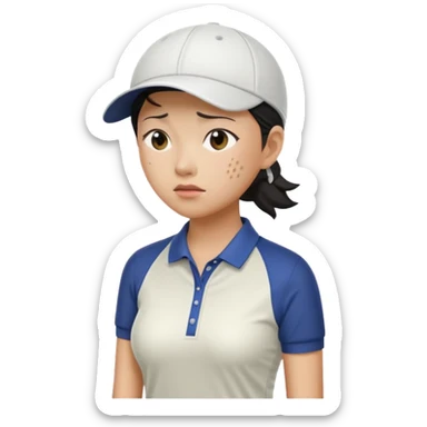 asian women golfer painful profile sticker