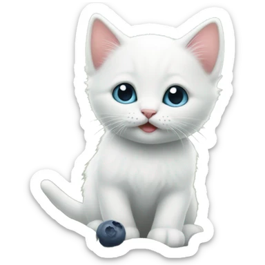 small white kitten holding blubbery  sticker