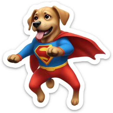 dog with a superman suit on throwing a punch sticker