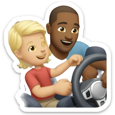 blonde dad plays cars with babyson sticker