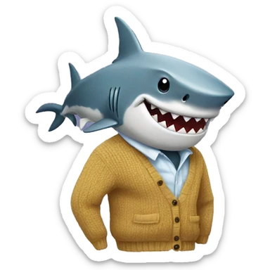 A shark with a cardigan sticker