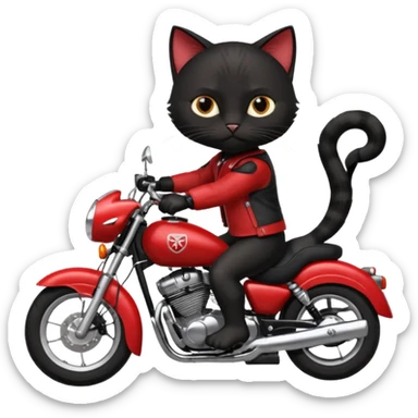 Black male Cat on red and black motorcycle sticker