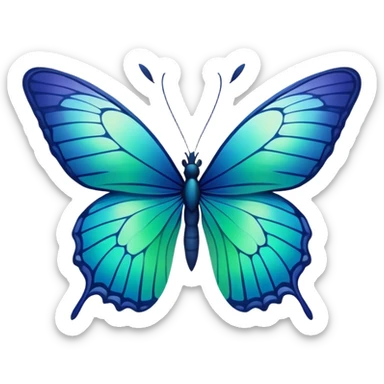 Gradient iridescent indigo blue cyan green butterfly sticker