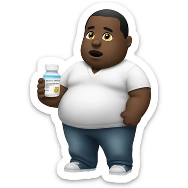  Fat Black man taking medication  sticker