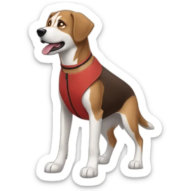 brown dog husky labrador red vest sticker