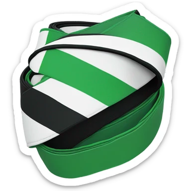 bjj belt green and white belt(white stripe horizontally through middle) with black tip with 2 white stripes  vertically through it sticker