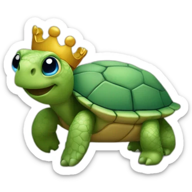 Emojie tortue avec une couronne sur la tête sticker