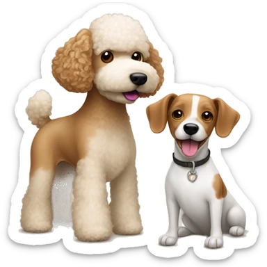 light brown poodle dog with jack russell terrier dog sticker